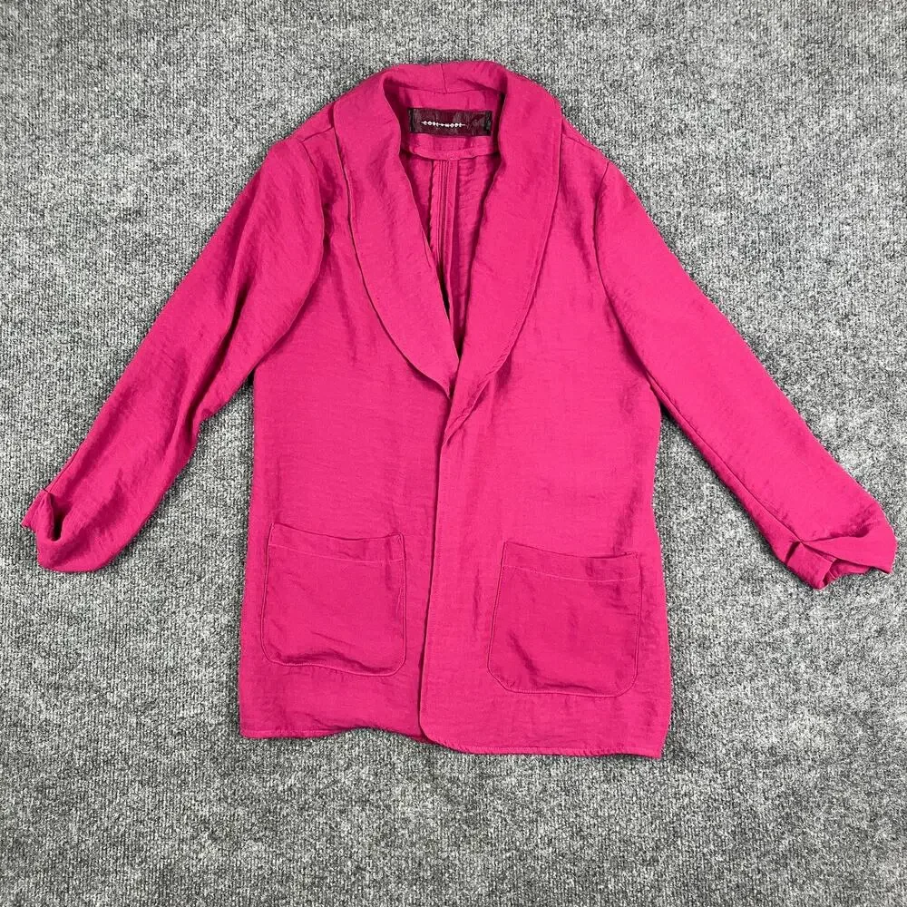 Code Mode Jacket Womens‎ XS Fuchsia Pink Lightweight Open Blazer Pocket Relaxed